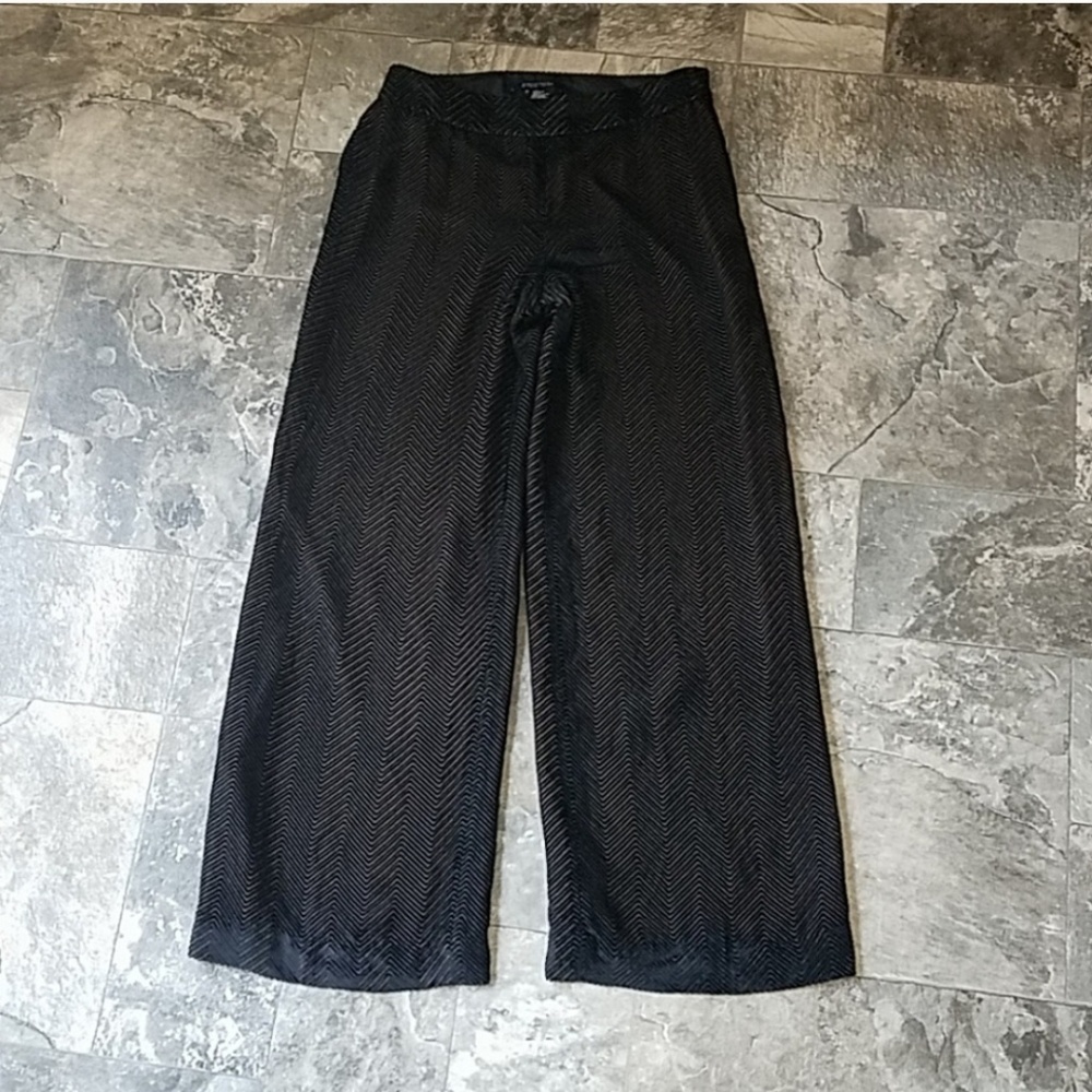 Etcetera Black Velvet Chevron Print Palazzo Pant 6